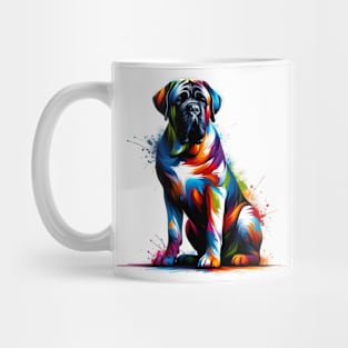 Bold and Powerful Mastiff in Splash Art Style Mug